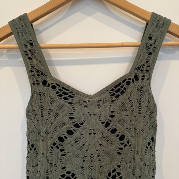 FREE PEOPLE INTIMATELY Sweetheart Bodycon Midi dress olive green black size XS/S - Picture 4 of 6